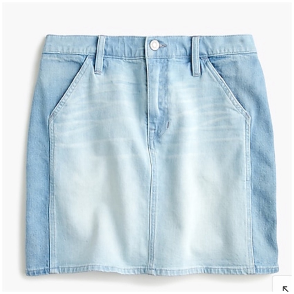 J. Crew Two Tone Denim Mini Skirt Light Wash